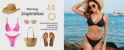 Women's 2 Piece Floral Print Swimsuit Triangle String High Cut Bikini Sets Bathing Suit