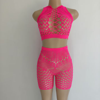 Sexy Lingerie Sexy One-piece Mesh Top Hot-selling Gradient Color Hollow Out See-through Passion - Seldom Seen Styles