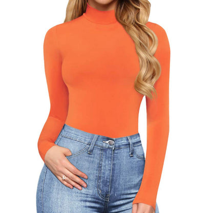 Women's Sexy Square Neck Bodysuit Long Sleeve Double Lined Shirt Tops
