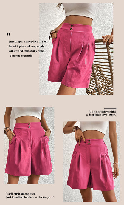 Womens Shorts Dressy Casual 2025 Trendy Summer Elastic High Waisted Pleated Side Slit Business Work Shorts Pockets