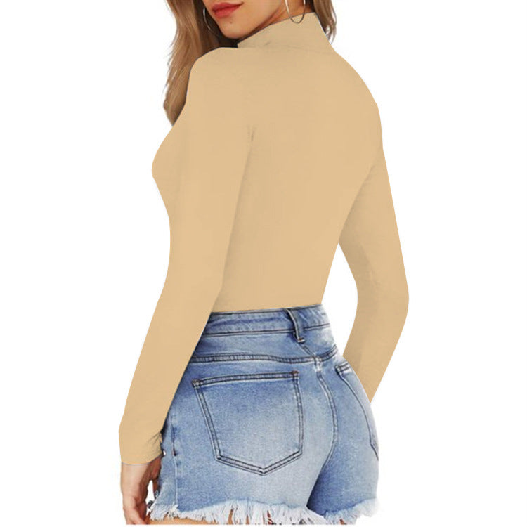 Women's Sexy Square Neck Bodysuit Long Sleeve Double Lined Shirt Tops