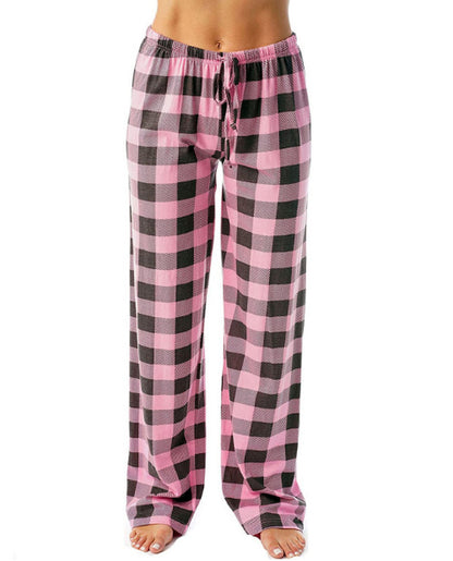 Women's Plaid Pyjama Bottoms Fleece Checked Pjs Pants Soft Drawstring Lounge Sleepwear for Ladies Women Sleep Bottoms for Fall & Winter