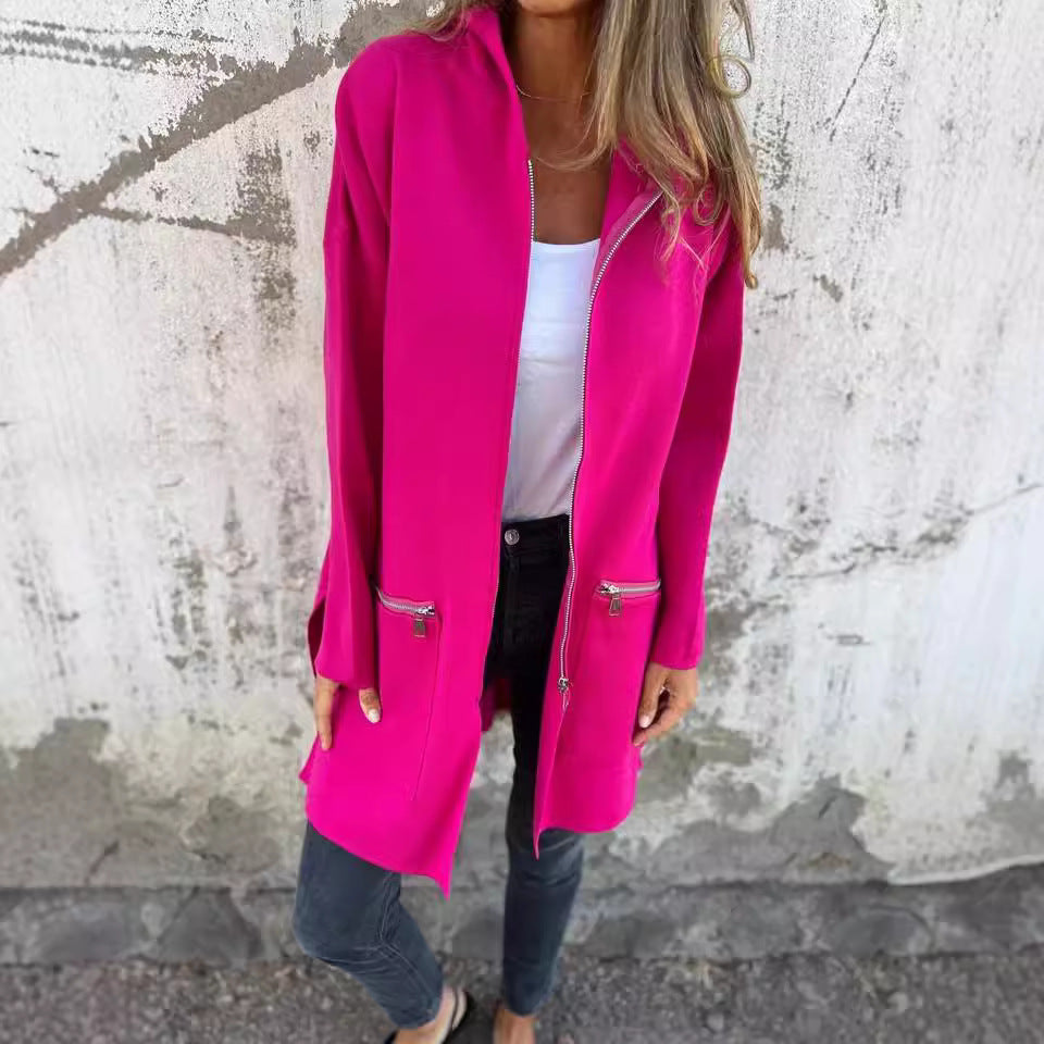 Fall And Winter Women'S Long-Sleeved Hooded Loose Fashion Casual Mid-Length Cardigan Jacket Female - Seldom Seen Styles