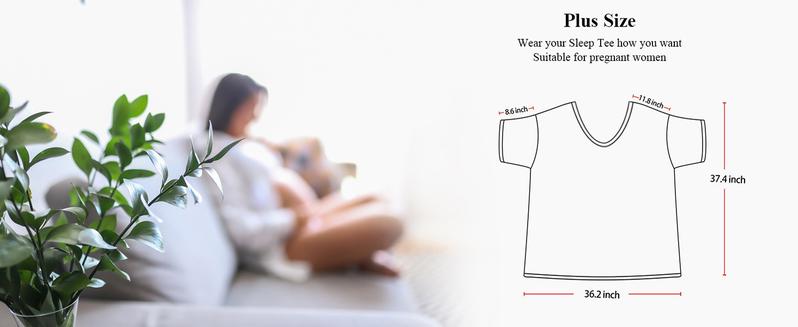 Plus Size Nightgown for Women V-Neck Sleep  Dress Pjs Lounge Short Sleeves Sleepwear With Pocket Fit S-5XL Pajamas Elastic Loungewear Breathable Fabric - Seldom Seen Styles