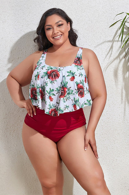 (L-4XL) Floral High Waist Bikini Set - Seldom Seen Styles