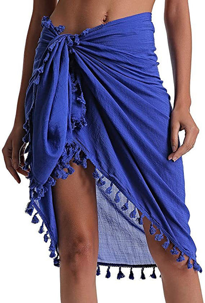 Women Beach Sarong Wraps with Tassels Swimsuit Coverup Summer Bathing Suit Cover Up Casual Swimwear - Seldom Seen Styles