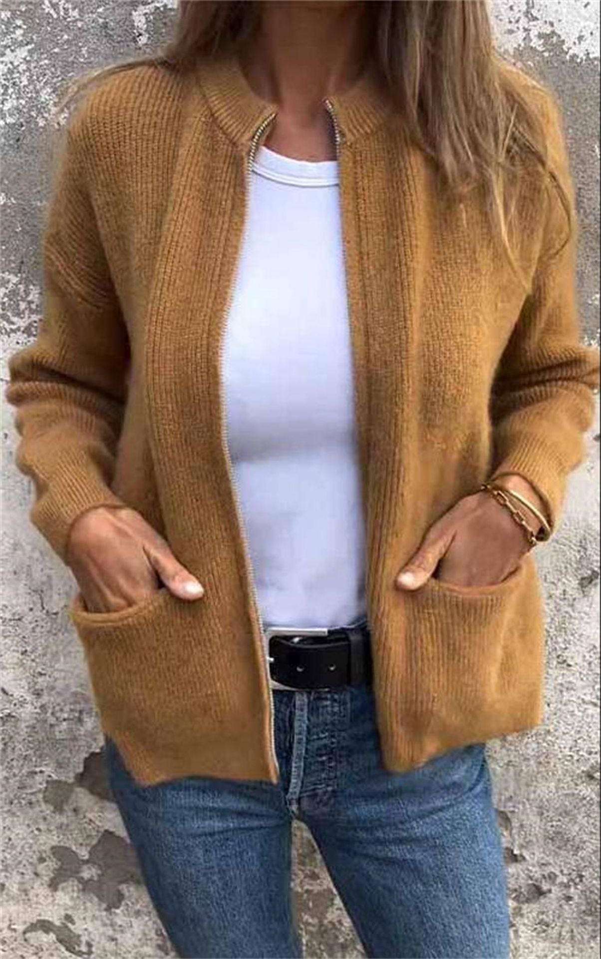 Womens Zip Up Cardigan Sweaters Crew Neck Trendy Jackets Long Sleeve Outfits Fall Fashion 2025 Winter Clothing - Seldom Seen Styles