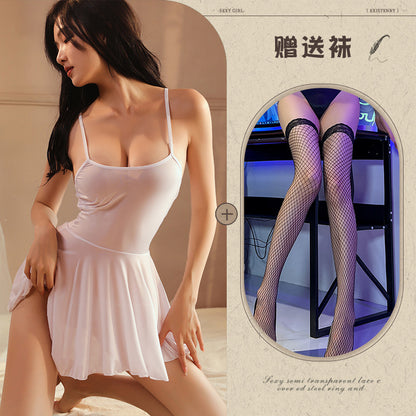 Sexy Nightdress Pure Desire Strap Sexy Sheer Plus Size Nightgown Cute Women's Backless Temptation Uniform