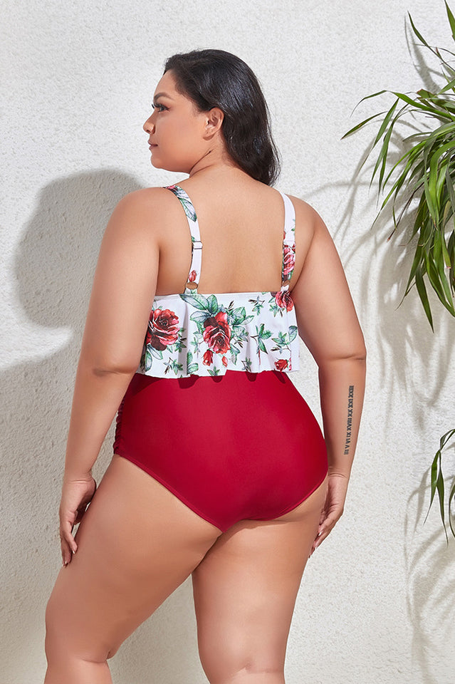 (L-4XL) Floral High Waist Bikini Set - Seldom Seen Styles