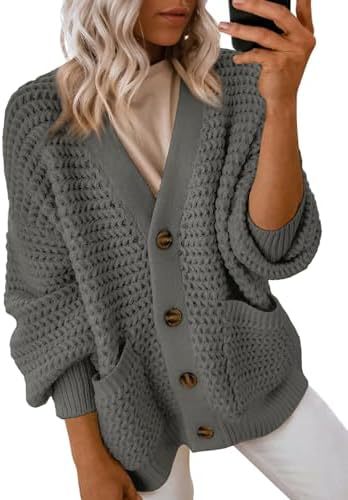 Women's 2024 Fashion Casual Open Front Long Sleeve Chunky Knit Cardigans Sweaters Outerwear Coats - Seldom Seen Styles