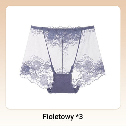 Damskie ręcznie robione bokserki z koronką o wysokim stanie