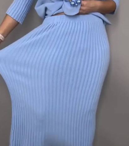 Debora | Completo in Maglia con Gonna a Coste