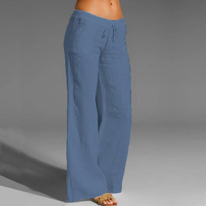 Ladies retro linen trousers casual elastic pants - Seldom Seen Styles