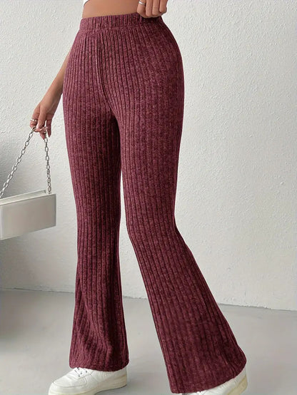 Women Flare Leggings Yoga Pants High-Waisted Casual Lounge Pants Ribbed Comfy Leggings