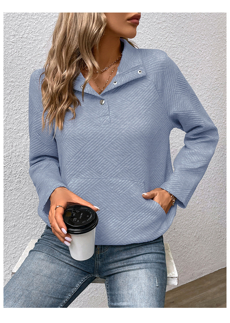 Independent Station Wholesale Hot Selling Multi-color Casual Simple Versatile Long Sleeve Textured Solid Color Cross-border Sweatshirt