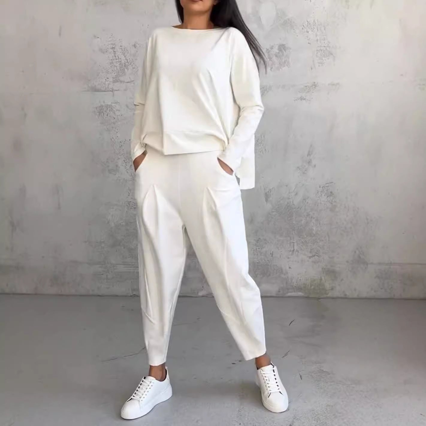 Womens 2 Piece Outfits Fall Solid Color Sweatsuits Sets Active Crewneck Going Out Sweat Suits Rompers Lounge Sets - Seldom Seen Styles