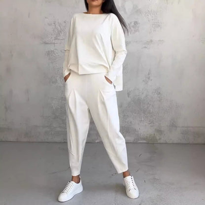 Womens 2 Piece Outfits Fall Solid Color Sweatsuits Sets Active Crewneck Going Out Sweat Suits Rompers Lounge Sets - Seldom Seen Styles