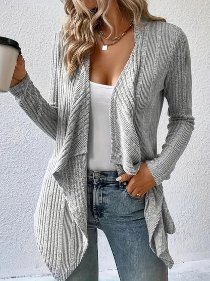 Cardigan Sweaters for Women Waterfall Open Front Long Sleeve Solid Color Fall Winter Coat Casual - Seldom Seen Styles