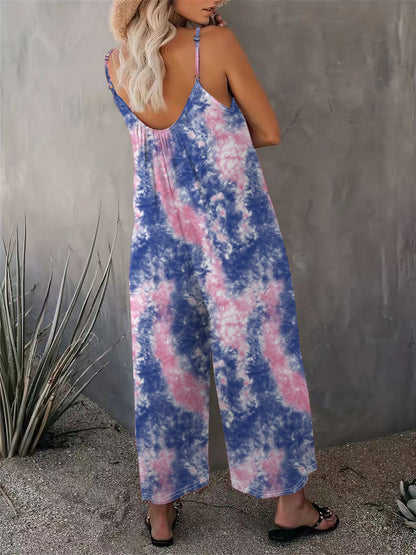 2025 Summer New Women's Casual Ladies' Strap Jumpsuit Pants New Printed Sleeveless Romper for Women