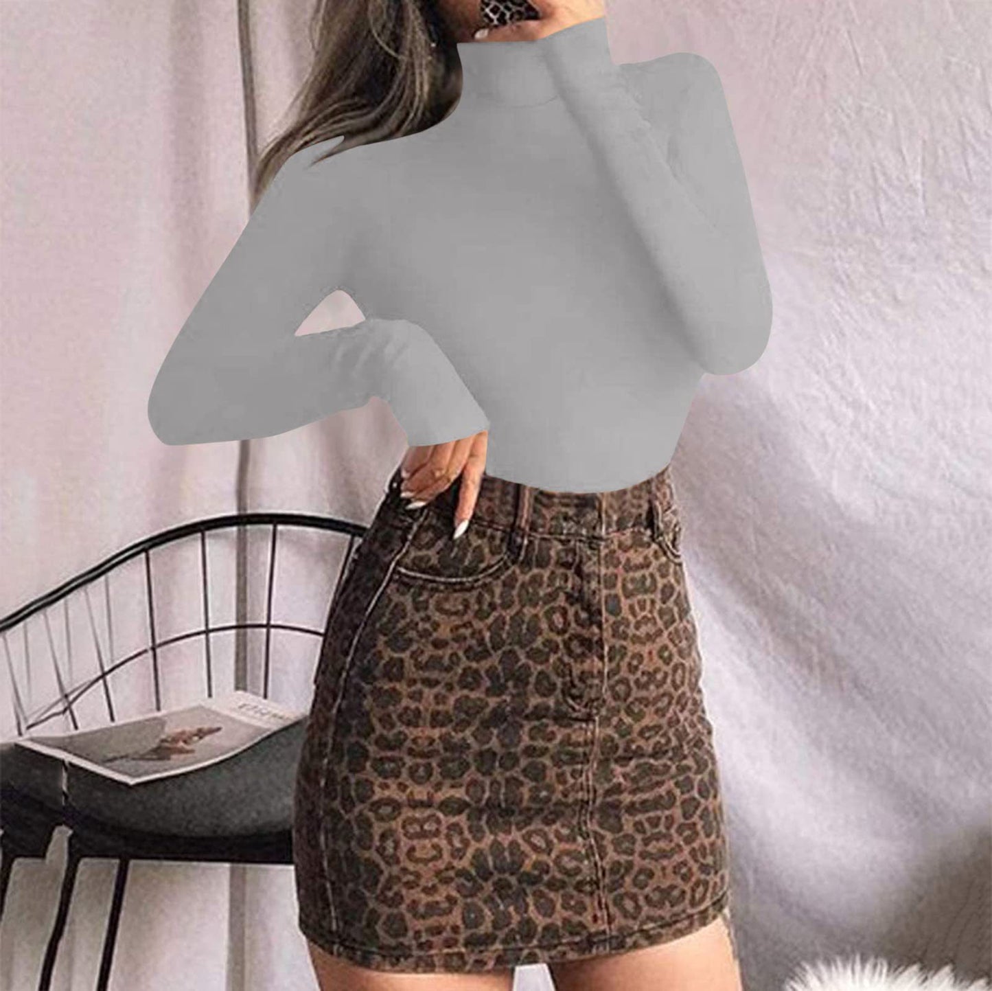 Women's Sexy Square Neck Bodysuit Long Sleeve Double Lined Shirt Tops