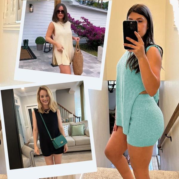 Women's 2 Piece Outfits Summer Knit Sweater Set Sleeveless Tunic Top Matching Shorts Trendy Beach Vacation Sets Loungesetwomen Suits Clothes Womenswear  Basic Beige - Seldom Seen Styles