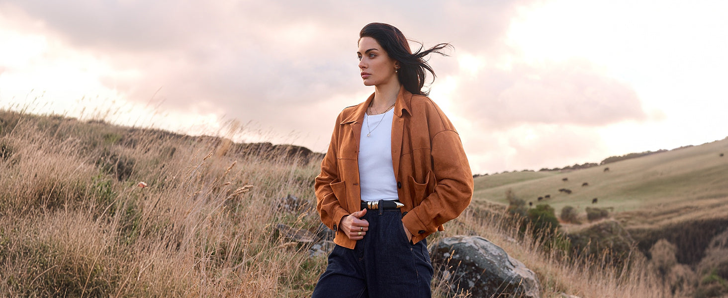 Women's Faux Suede Cropped Jacket Casual Lightweight Fall Fashion 2025 Winter Coats Outerwear Trendy Clothes - Seldom Seen Styles