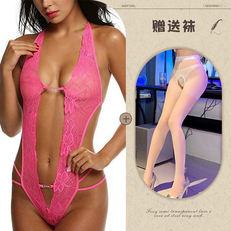 Sexy Lingerie Amazon Foreign Trade Source See-through Backless Shaping Lace-up Lace
