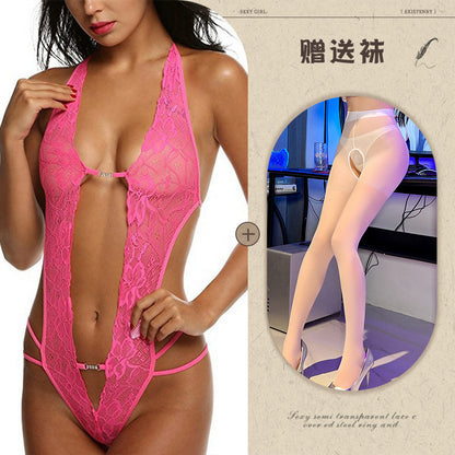 Sexy Lingerie Amazon Foreign Trade Source See-through Backless Shaping Lace-up Lace