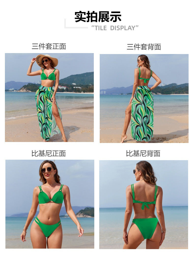 Swimsuit for Women2024New Style European and American Bikini Long Pants Three-Piece Swimsuit