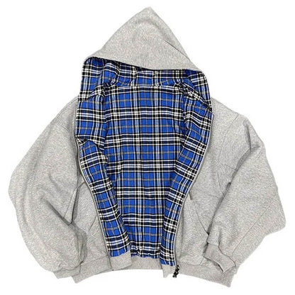 90s plaid reversible hooded jacket boogzel clothing