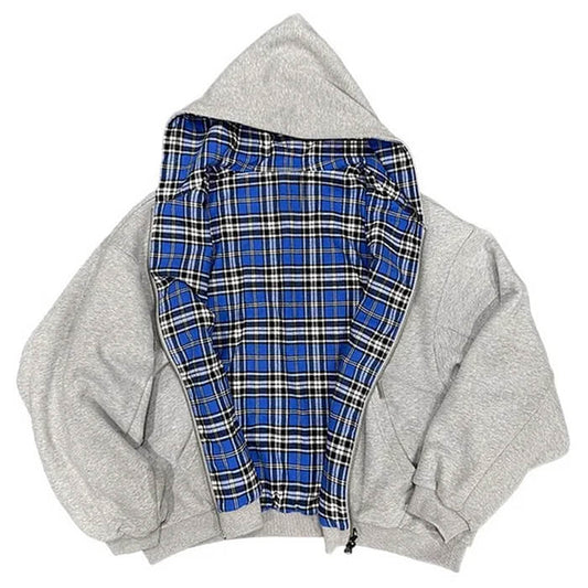 90s plaid reversible hooded jacket boogzel clothing