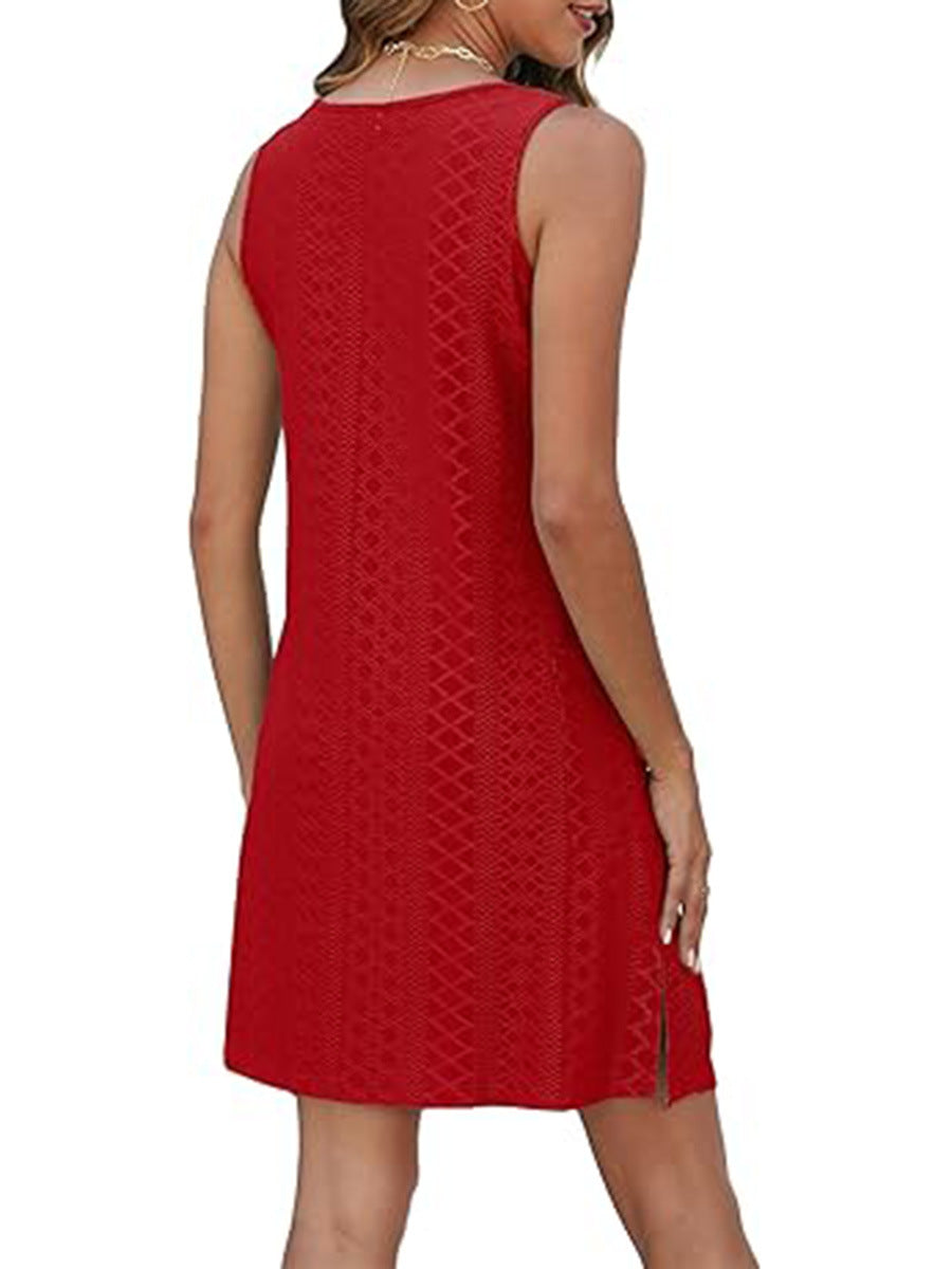 Coverup Summer Dresses for Women 2025 Eyelet Casual Loose Sleeveless Sundresses Tank Dresses with Pockets