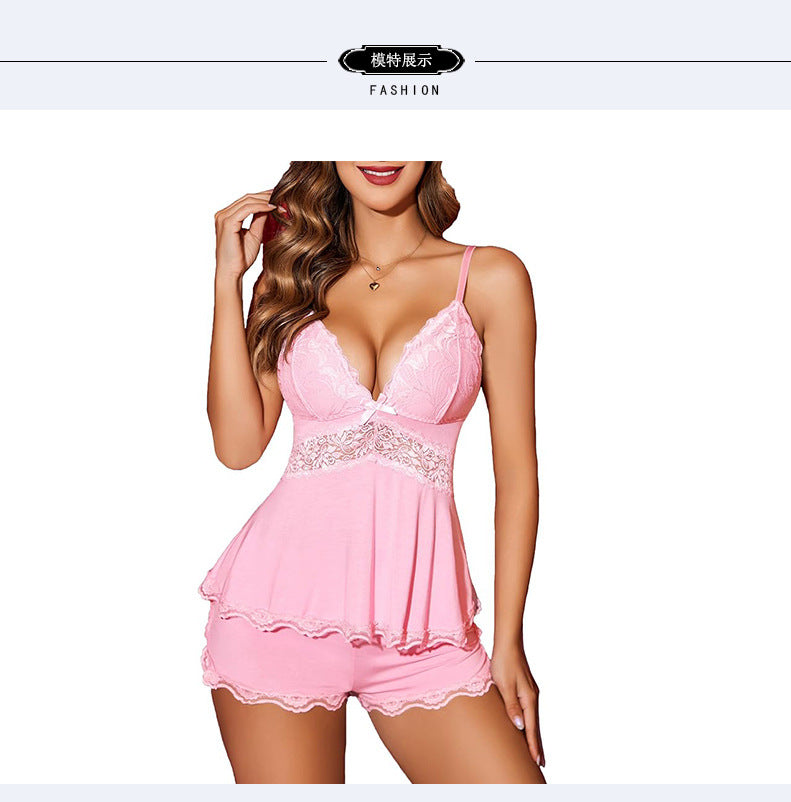 Womens Lingerie Set Pjs and Panty Set Camisole Set Modal Sweetness Sleepwear For Holiday Daily Wear - Seldom Seen Styles