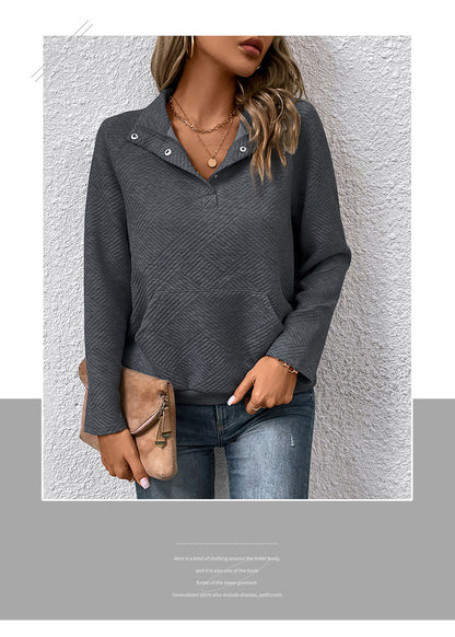 Independent Station Wholesale Hot Selling Multi-color Casual Simple Versatile Long Sleeve Textured Solid Color Cross-border Sweatshirt