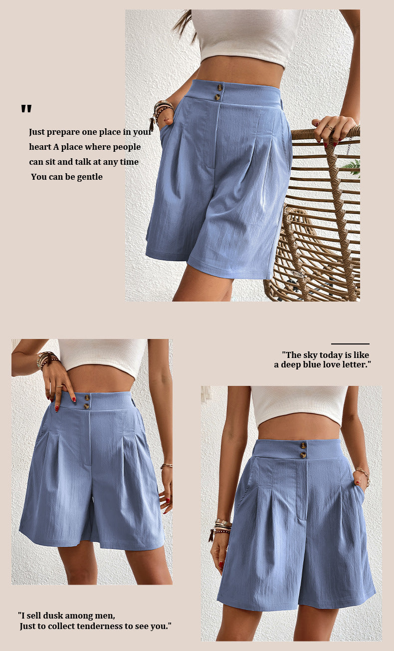 Womens Shorts Dressy Casual 2025 Trendy Summer Elastic High Waisted Pleated Side Slit Business Work Shorts Pockets