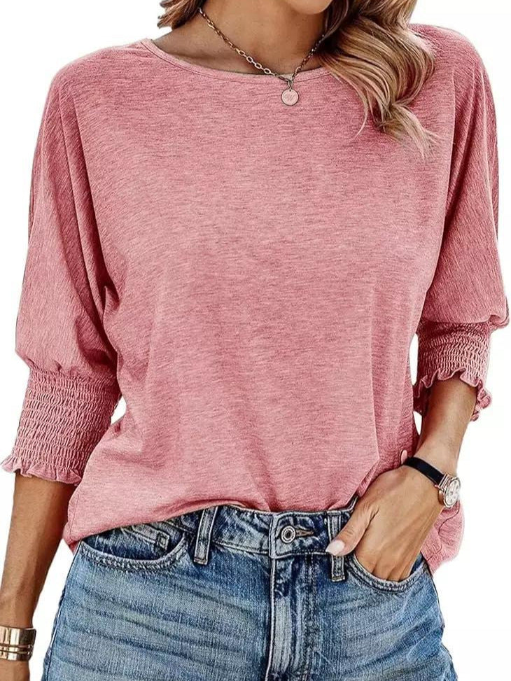 Women's 2025 Fashion Tops 3/4 Sleeve T-Shirts Cute Crewneck Basic Business Tees Blouses Casual Summer Wear Super Soft Breathable Fabric - Seldom Seen Styles
