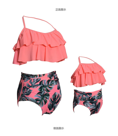 Women Two Piece Swimsuits High Waisted Bikini Teen Ruffle Tummy Control Bottoms Halter Bathing Suits