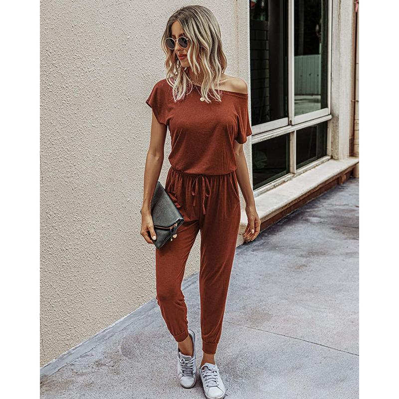 Women's Jumpsuit Plus Size S-XXXL Off-Shoulder Elastic Waist Stretchy Loose Minimalist Comfy Clothes Casual Outdoor Lightweight Romper - Fabric - Womenswear - Seldom Seen Styles