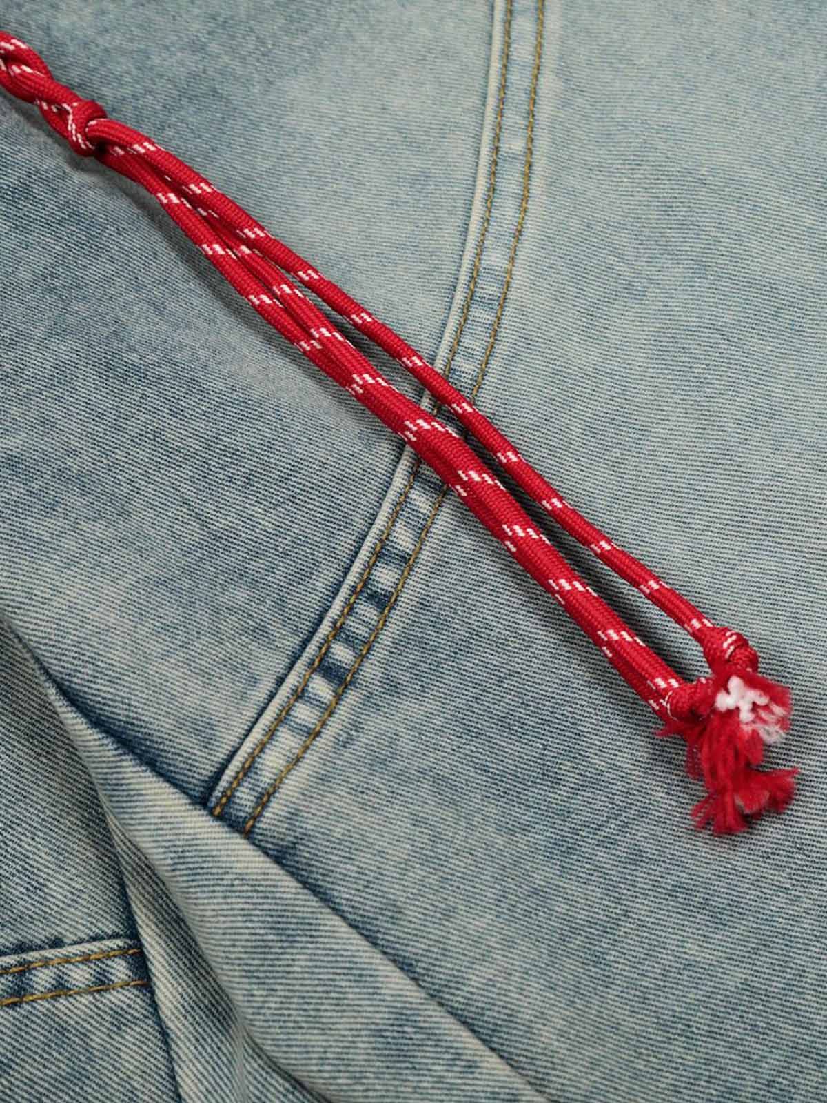 Wide-Leg Denim Trousers with Unique Braided Belt Detail 