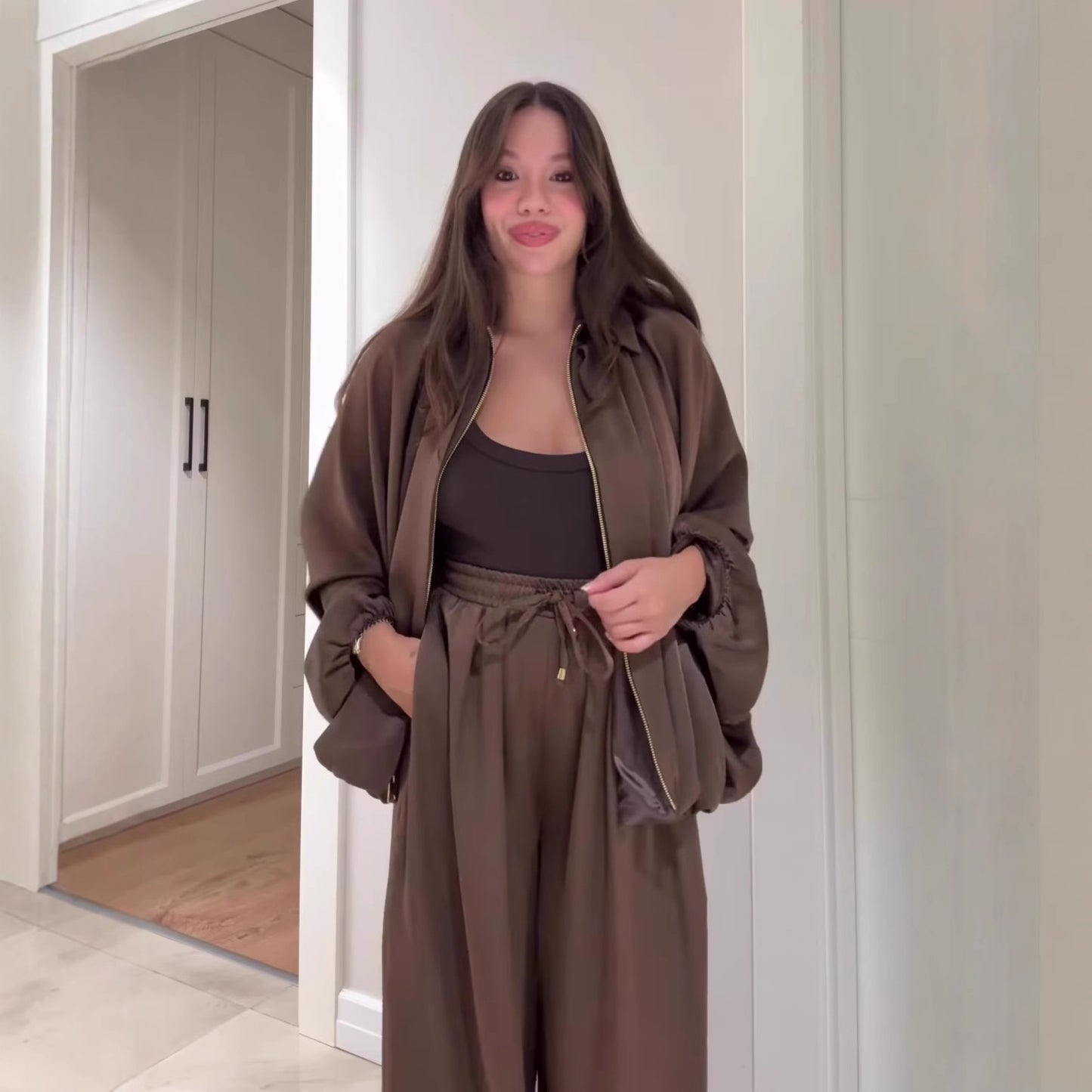 Womens Brown Suits – Designer Pant Suits for Women, Chocolate Brown Two Piece Set, Going Out Pant Set - Seldom Seen Styles