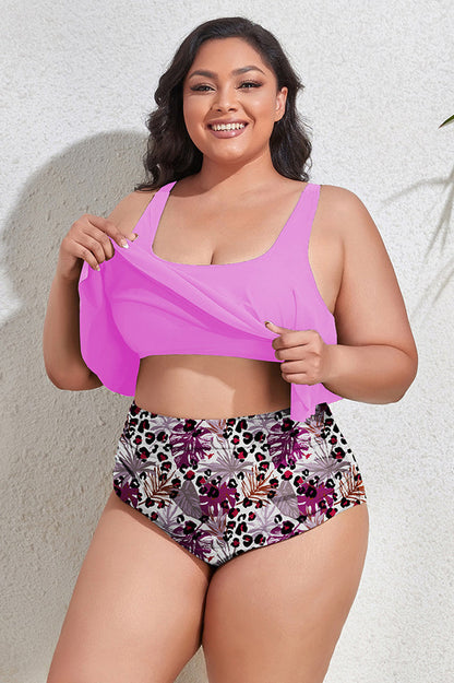 (L-4XL) Floral High Waist Bikini Set - Seldom Seen Styles