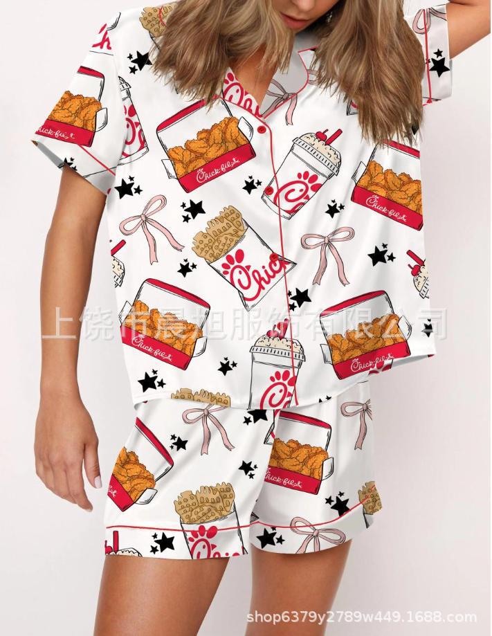 Moon Princess Sailor Guardians Wand Satin Pajama Set For Women Print Comfy Satin Sleepwear & Loungewear Pjs Printing Silky Top & Bottoms - SHESHOW