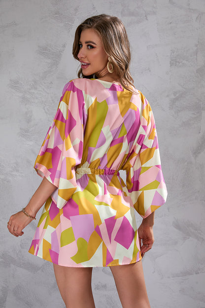 Floral summer dress everyday casual dresses with sleeves Print Five-Quarter Sleeve Dress