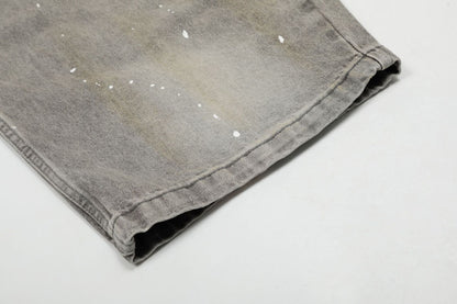 Grunge Paint-Splatter Wide-Leg Denim Pants mry001630