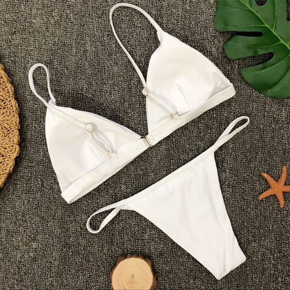 Women Shiny Bikini Micro Sexy String Two Pieces Swimsuit Female Thong Swimwear