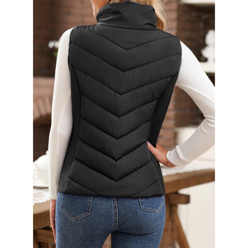Puffer Vest Women Sleeveless Zip Up Outerwear Stand Collar Quilted Vest Warm Winter Jackets Coats with Pocket - Seldom Seen Styles