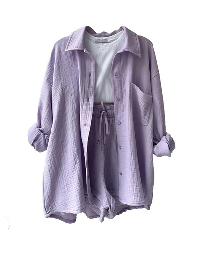 Modern Button-Up Shorts Set