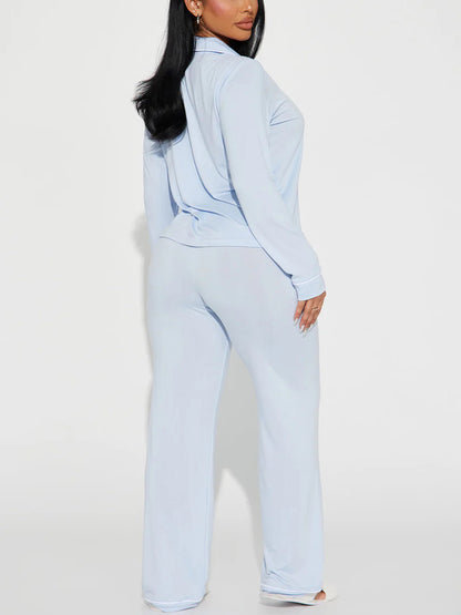Modal Pajama Set, Long Sleeve Button Down Shirt and Pajama Pants, Sleepwear for Women - Seldom Seen Styles