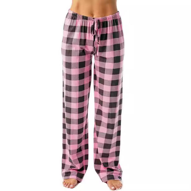Women's Plaid Pyjama Bottoms Fleece Checked Pjs Pants Soft Drawstring Lounge Sleepwear for Ladies Women Sleep Bottoms for Fall & Winter - Seldom Seen Styles