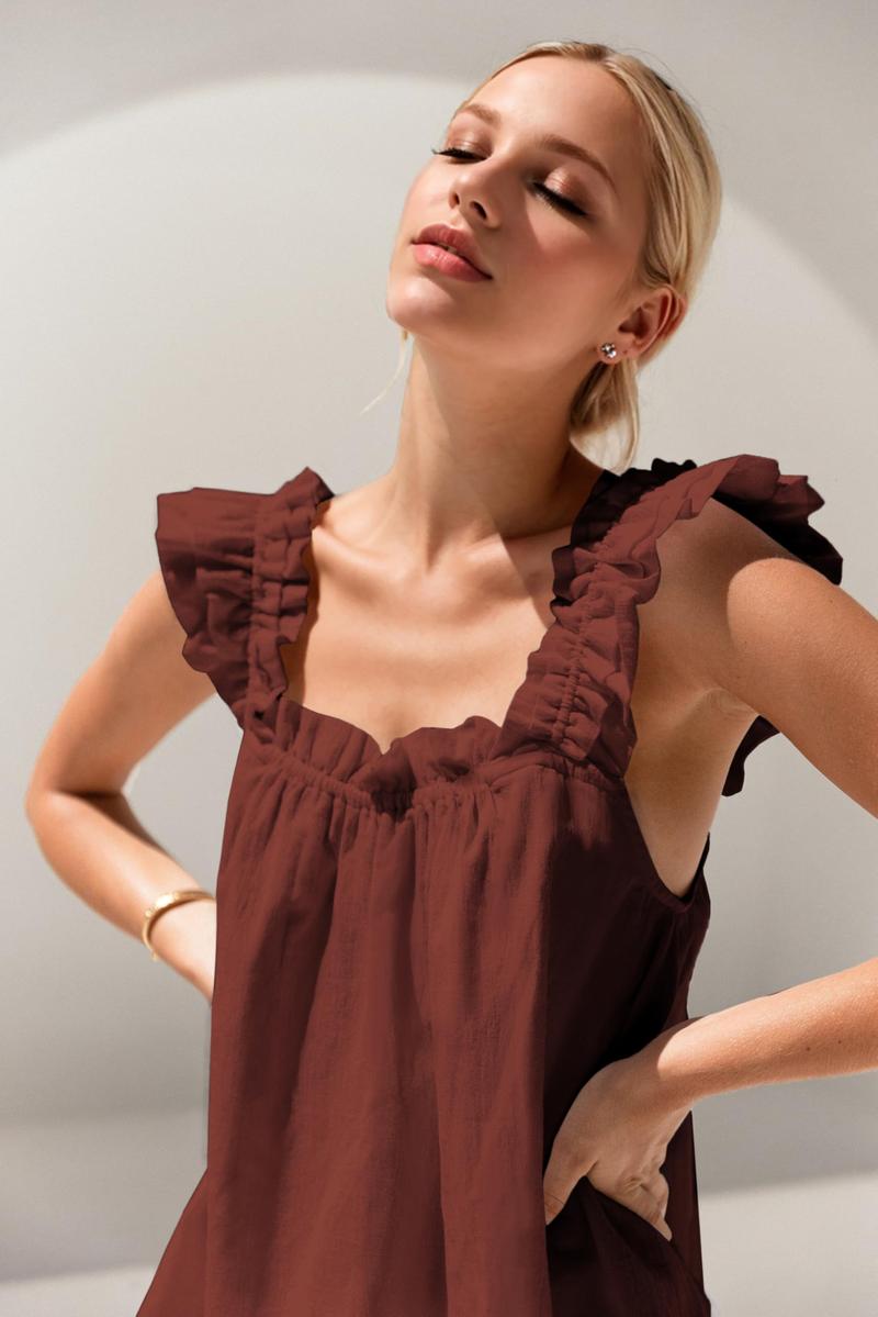 Womens Pajamas Set 2 Piece Ruffle Pj Soft Tank Top and Shorts Sleepwear Set Bridal Pajama for Women Set - Seldom Seen Styles